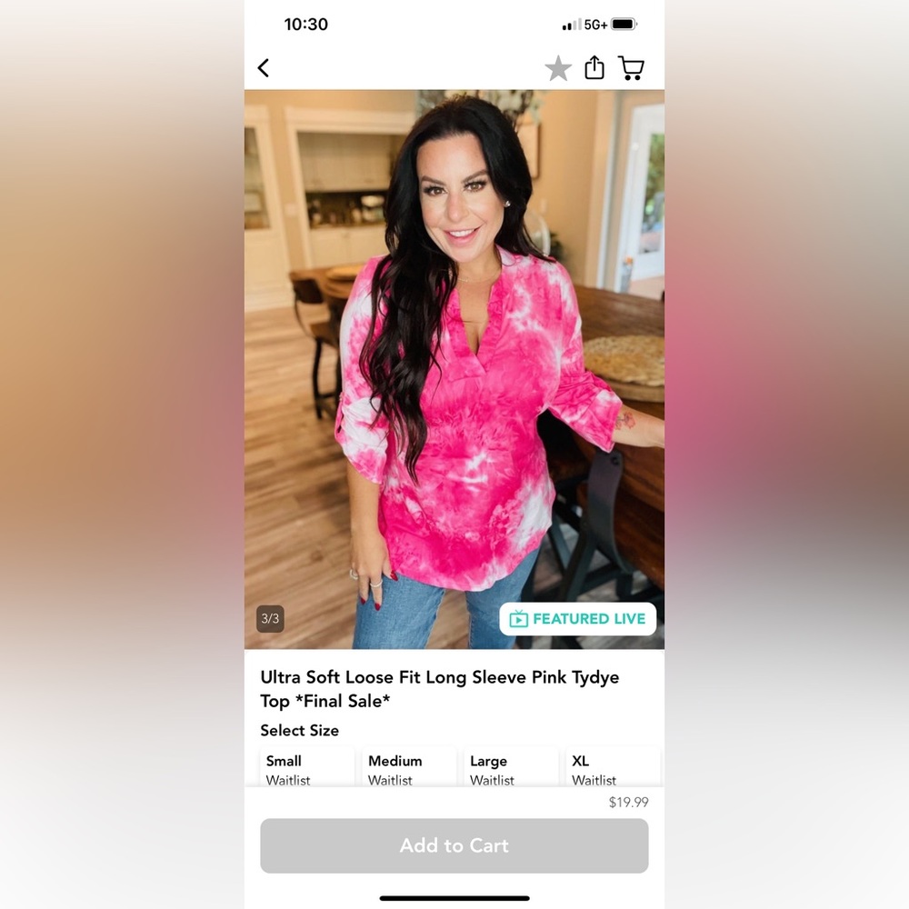 Soft Loose Fit Long Sleeve Pink Tie dye Top